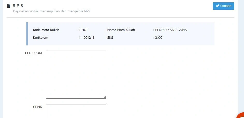 Gambar 4.7 — Form pengisian RPS