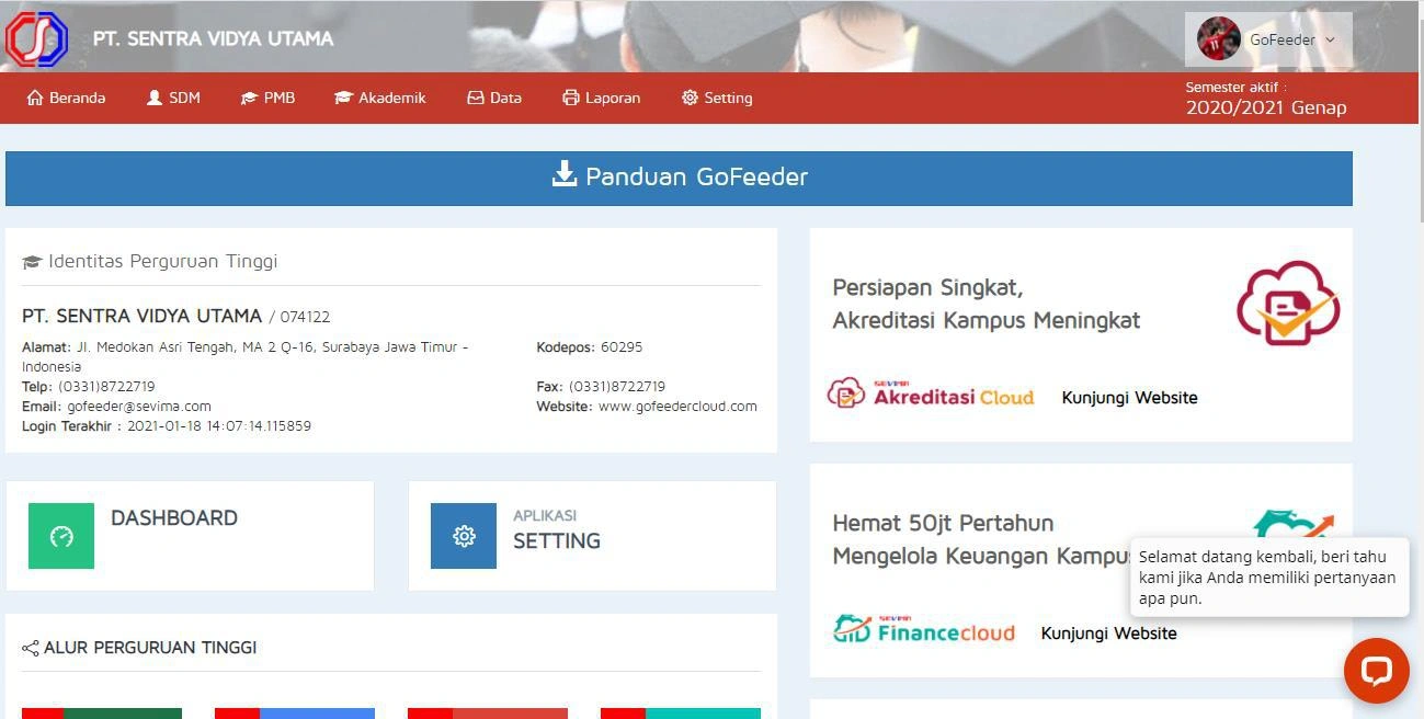 Gambar 1.1 — Dashboard Administrator