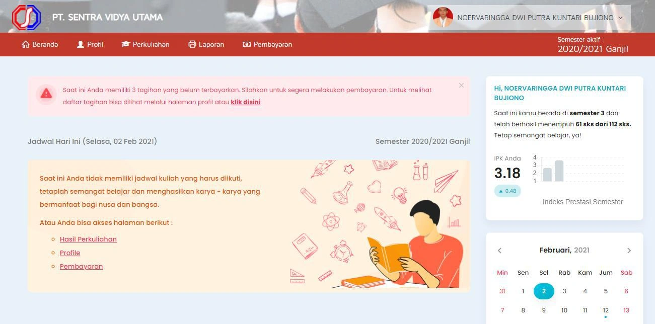 Gambar A.1 — Dashboard Mahasiswa