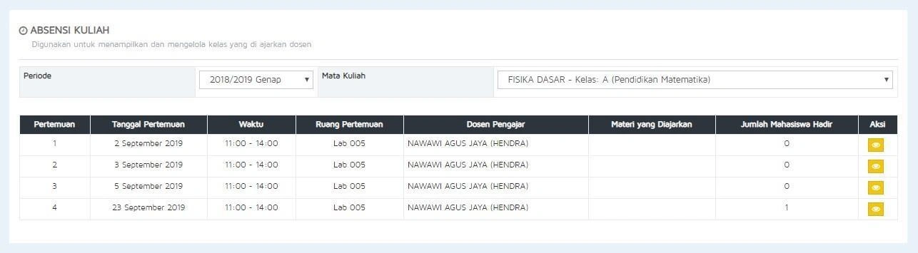 Gambar 4.8 — Absensi Perkuliahan