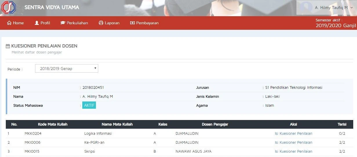 Gambar 3.4 — Kuesioner Penilaian Dosen
