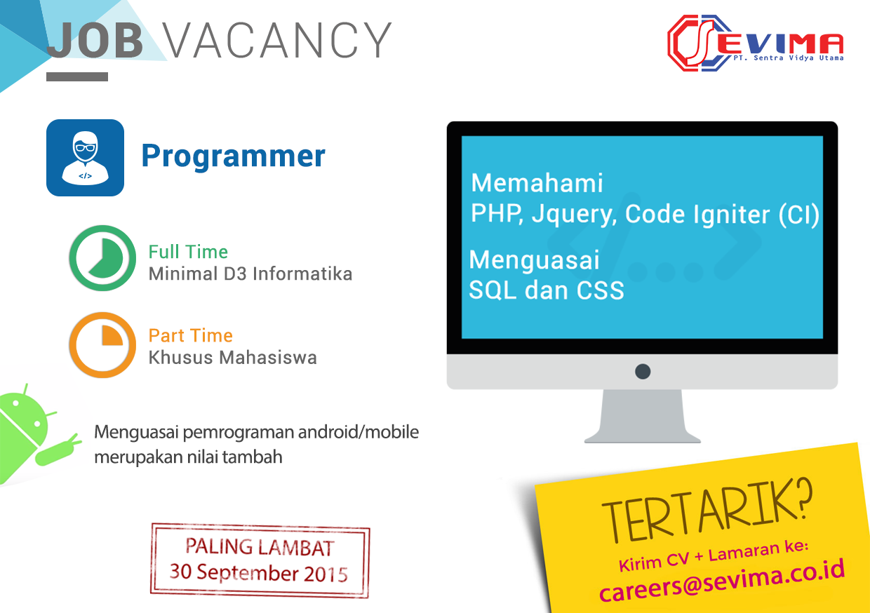 SEVIMA’s Job Vacancy as Programmer