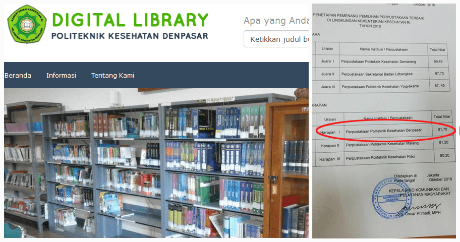 Digital Library Poltekkes Denpasar Masuk Harapan I Perpustakaan Terbaik 2016 KEMENKES