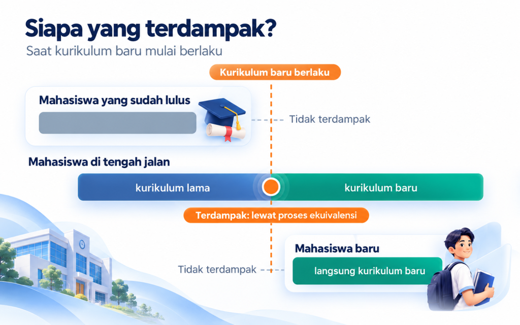 Gambar 1. Hanya siswa di tengah jalan yang melewati proses ekuivalensi.
