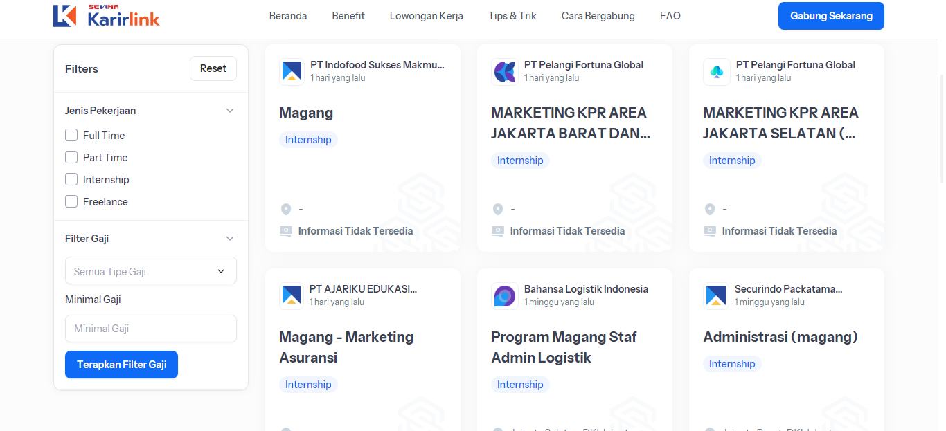Lowongan magang di Karirlink
