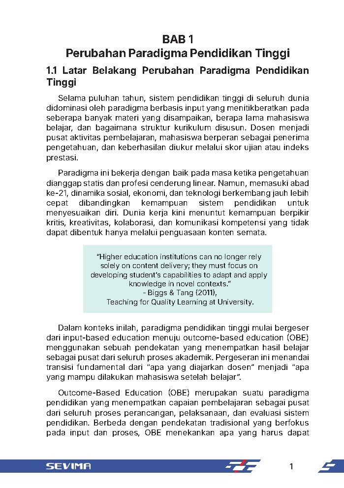 Outcome-Based  Education Panduan Komprehensif  untuk Perguruan Tinggi  Indonesia