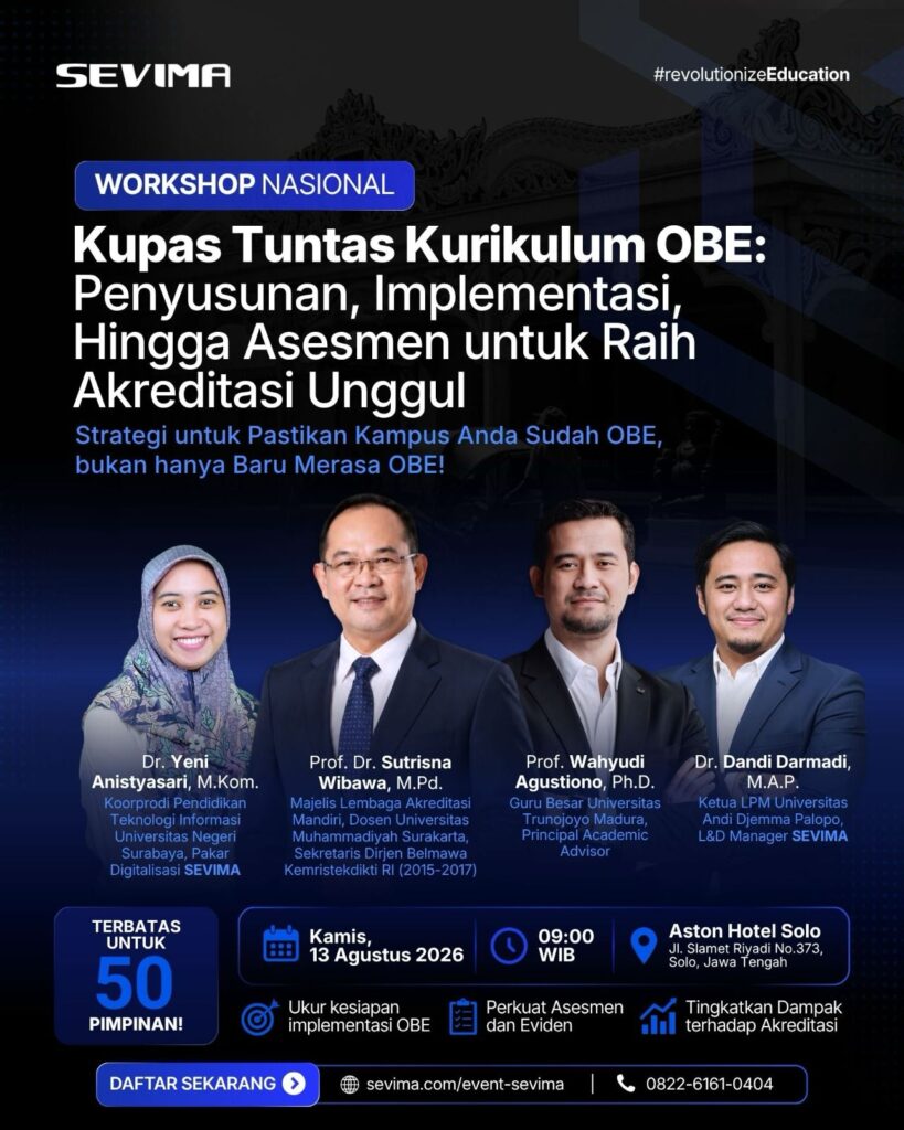 Workshop Kupas Tuntas Kurikulum OBE: Penyusunan, Implementasi, Hingga Asesmen untuk Raih Akreditasi Unggul