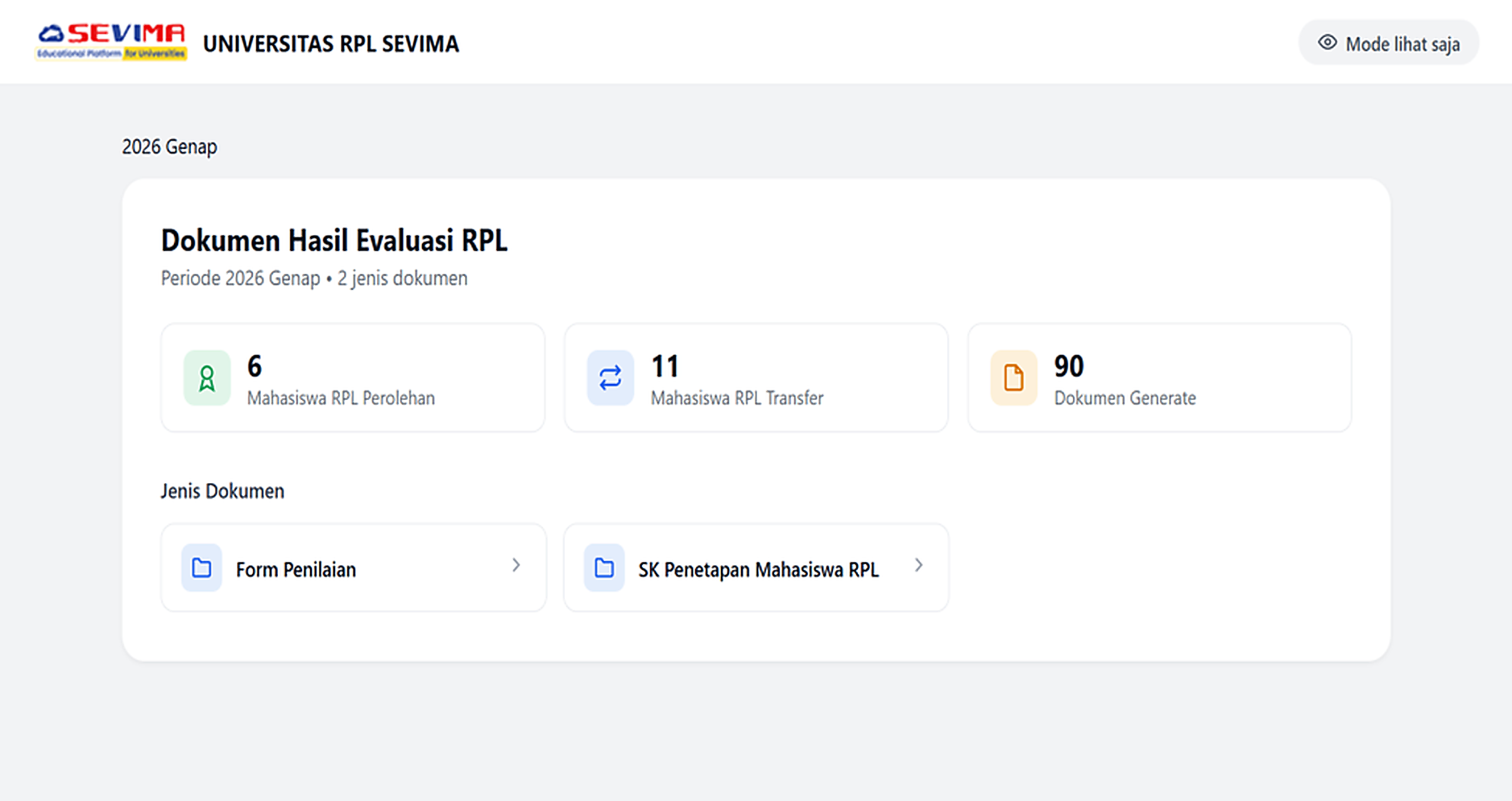Dashboard Dokumen Hasil Evaluasi RPL